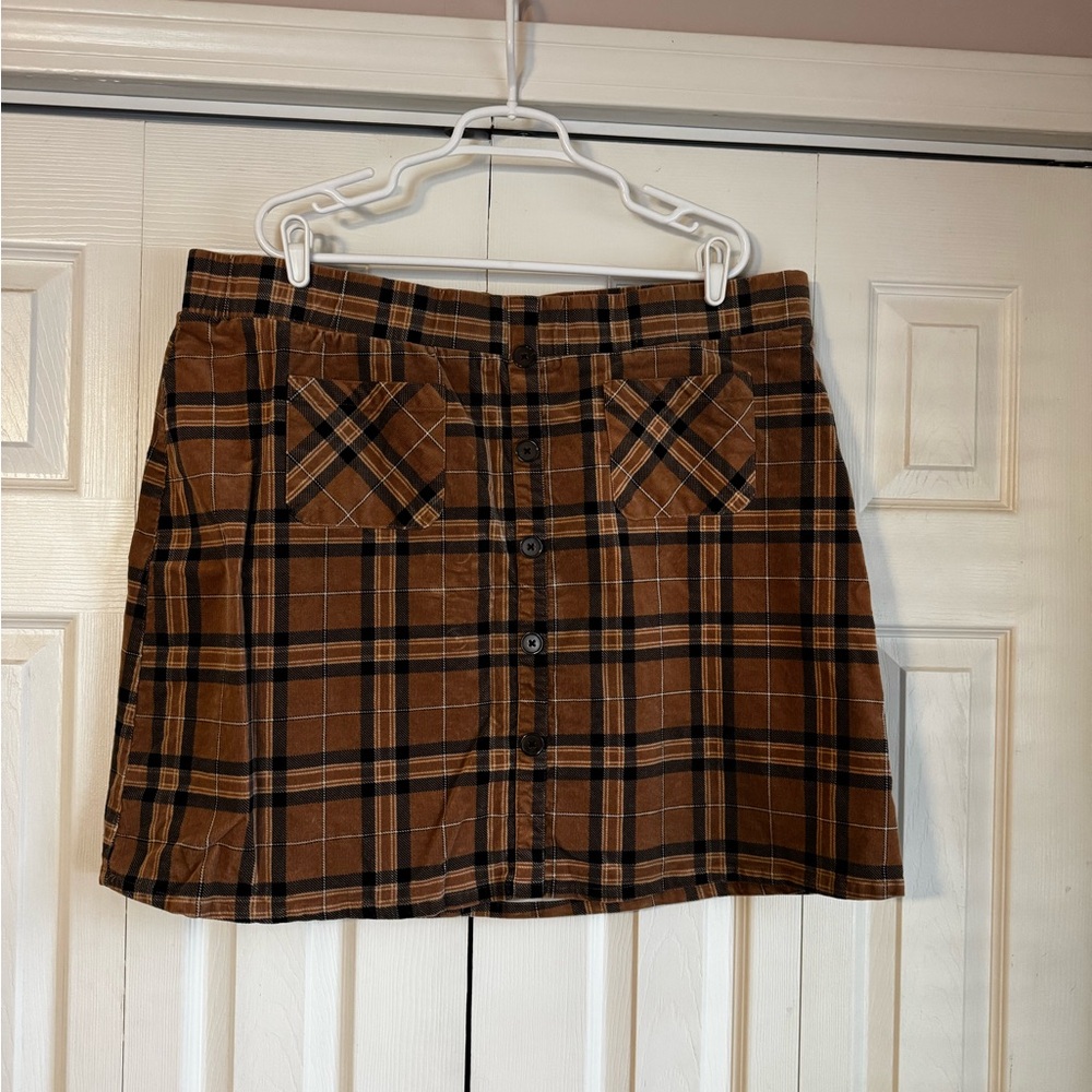 Torrid Brown Plaid Mini Skirt